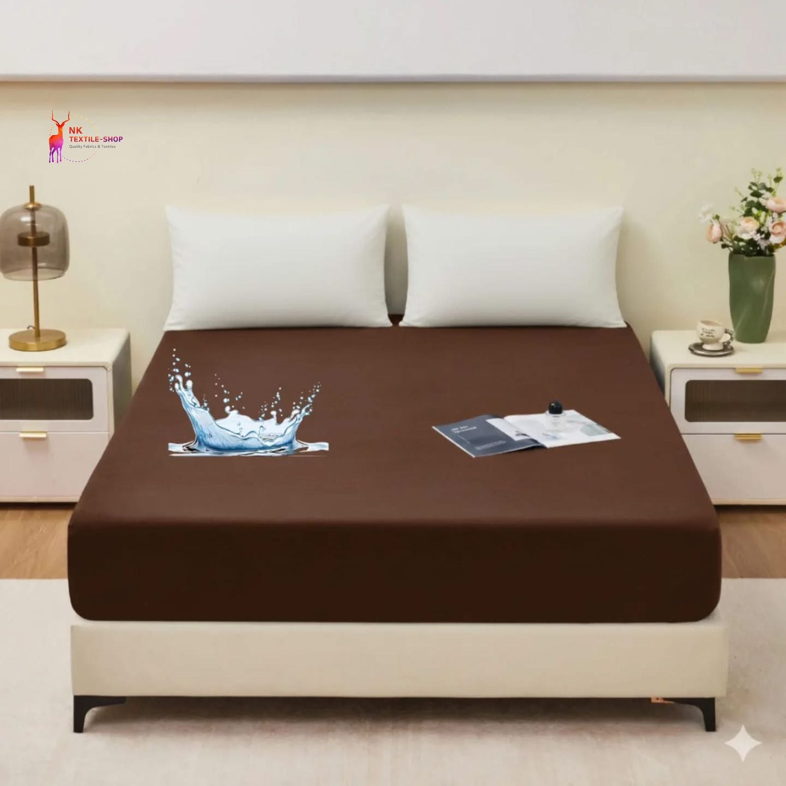 Terry Cotton 100% Waterproof Fitted Style Mattress Protector- Brown Color