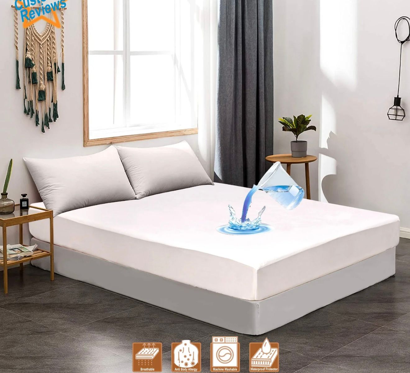 Terry Cotton 100% Waterproof Fitted Style Mattress Protector- White Color