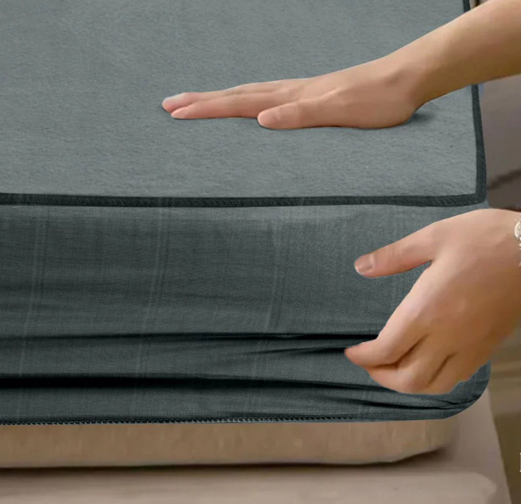 Terry Cotton 100% Waterproof Fitted Style Mattress Protector- Grey Color